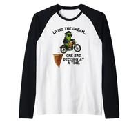 Biker Pickle Living The Dream One Bad Decision At A Time Raglan Baseball Tee