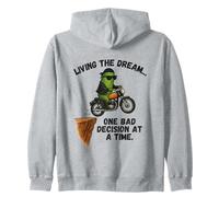 Biker Pickle Living The Dream One Bad Decision At A Time Zip Hoodie