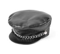 Biker Punk Leather Cap Black 60s 70s 80s Rock Mod Anarchist Fancy Dress Accessor