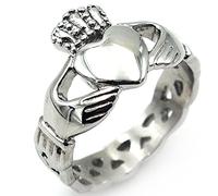 Biker Ring Stainless Steel, Mens Rings Personalised Claddagh Ring Crown and Heart Size L 1/2 to Z 1/2