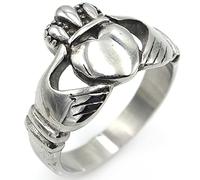 Biker Ring Stainless Steel, Mens Rings Personalised Claddagh Ring Crown and Heart Size L 1/2 to Z 1/2