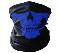 Biker Skeleton Skull Face Mask BMX - Airsoft - Ski Snood Neck Warmer (Blue)