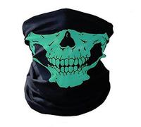 Biker Skeleton Skull Face Mask BMX - Airsoft - Ski Snood Neck Warmer (Green)