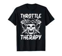 Biker Skull Throttle Therapy Motorhead Rider T-Shirt