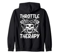 Biker Skull Throttle Therapy Motorhead Rider Zip Hoodie