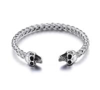 Biker Stainless steel Skull skeleton open men's bracelet cuff bangle Wire Chain