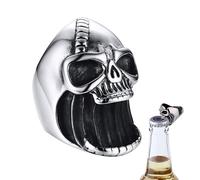 Biker Style Skull Ring Beer Bottle Opener Skull Design for Streetwear Alloy Bottle Opener Trendy Punk Accessory | Practical for Bars, Camping, Birthdays or Gift
