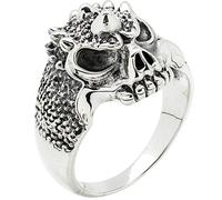BikerJewellery Chunky 925 Silver Skull Ring, Monster Ring, Devil Gothic Punk Rocker Biker Ring Size: R T W U Y Z (R)