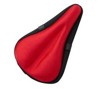 Bikeroo Bike Seat Cover - Padded Gel, Adjustable Bicycle Seat Cushion for Men and Women - Compatible with Indoor & Outdoor Wide Saddles, Red