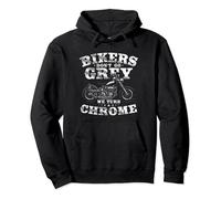 Bikers Don't Go Grey - We Turn Chrome - Vintage Motorcycle Pullover Hoodie