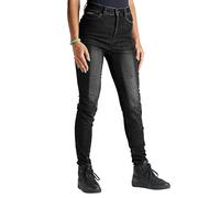 Bikers Gear Australia BGA Motorcycle Jeans for Women Motorbike Trousers Kevlar Stretch Stonewash Motorbike Jeans Ladies with Removable Hip & Knee Armor (UK, Numeric, 14, Regular, Regular, Grey)