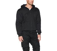 Bikers Gear Australia Bikers Gear UK Black Hooded Motorcycle Jacket, Fully Lined with Dupont™ Kevlar® Aramid Fibres and CE Marked Protectors (UK, Alpha, M, Regular, Regular, Black)