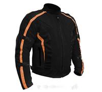 Bikers Gear Australia Chicane Lightweight Summer Air Flow Mesh Vented Motorcycle Jacket with CE 1621-1 Removable Armour Waterproof Liner Cordura, Black / Orange 2XL 44"