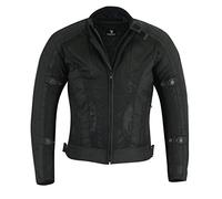 Bikers Gear Australia Chicane Lightweight Summer Air Flow Mesh Vented Motorcycle Jacket with CE 1621-1 Removable Armour Waterproof Liner Cordura, Black Size S (chest 36")