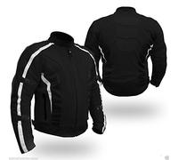 Bikers Gear Australia Chicane Lightweight Summer Air Flow Mesh Vented Motorcycle Jacket with CE 1621-1 Removable Armour Waterproof Liner Cordura, Black / White, 5XL 50"