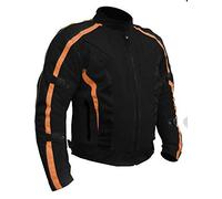 Bikers Gear Australia Chicane Lightweight Summer Air Flow Mesh Vented Motorcycle Jacket with CE 1621-1 Removable Armour Waterproof Liner Cordura, Black / Orange UK 48 EU 58 4XL