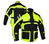 Bikers Gear Australia Mens Jacket - Waterproof Florocent Motorcycle Jacket for Men All Season Motorbike Jacket with Removable Thermal Liner Vented and Armour (UK, Alpha, L, Regular, Regular, Green)