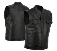 Bikers Gear Australia Men's Lv1010-4xl The Revolver Black Naked Leather Motorcycle Vest Waistcoat Cut Australian Bikers Gear, Black, 4XL UK