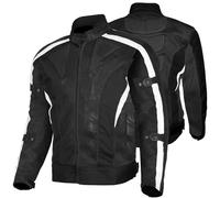 Bikers Gear Australia Motorbike Jacket - Summer Motorcycle Jacket for Men Lightweight Chicane Air Flow Mesh Vented Biker Jacket with CE 1621-1 Armour (UK, Alpha, 4XL, Regular, Regular, Blk/Wht)