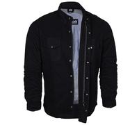 Bikers Gear Australia Motorcycle Kevlar Aramid Lined Protective Flannel Shirt Solid Black with CE 1621-1 Removable Armour, Black, Size 2XL