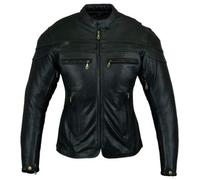 Bikers Gear Australia New Ladies Sturgis Premium Quality Soft Cowhide Leather Motorcycle Crusier Jacket with CE 1621-1 5 Piece Removable Armour, Black, 42 EU, 14 UK, Manufacture Size: XL