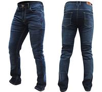 Bikers Gear Australia New Modern Comfort Stretch Denim Lined Protective Motorcycle Jeans with CE 1621-1 Protection, Blue Wash (34)