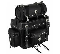 Bikers Gear Australia Saddle Bag - 2Pcs Motorbike Pannier Bag Cruiser Harley Style Leather Sissybar Saddle Bag Sissy Rack