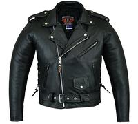 Bikers Gear Australia 'The Patrol' Classic Vintage Brando Style Leather Harley Cruiser Jacket with CE 1621-1 Armour, Black UK42 EU52