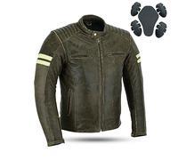 Bikers Gear Leather Motorcycle Jacket - Cafe Racer Motorbike Jackets for Men with Genuine Biker CE Armour Genuine Leather Jacket for Weather Resistant (4XL, Brown)