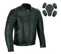 Bikers Gear Leather Motorcycle Jacket - Cafe Racer Motorbike Jackets for Men with Genuine Biker CE Armour Genuine Leather Jacket for Weather Resistant (as8, Alpha, x_l, Regular, Regular, Black)
