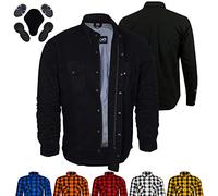 Bikers Gear Motorcycle Jacket Shirts - Kevlar Motorcycle Shirt Armoured Shirt 280gsm Dupont™ Kevlar® Aramid with Protective CE Motorbike Armour Black