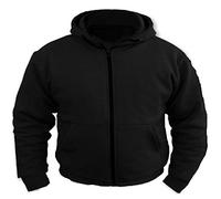 Bikers Gear The CrossFire Black Kevlar Motorcycle Hoodie Jacket CE Protection, Black, Medium, KH0021-M