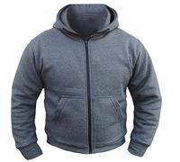 Bikers Gear The CrossFire Grey Full Kevlar Motorcycle Hoodie CE Protection, Grey, XL