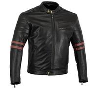 Bikers Gear The Rocker Motorcycle Black Leather Cafe Racer Jacket CE1621-1 PU Armour, OxBlood, Medium (UK 38)
