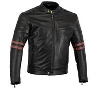 Bikers Gear The Rocker Motorcycle Black Leather Cafe Racer Jacket CE1621-1 PU Armour, OxBlood UK 44 EU 54 2XL