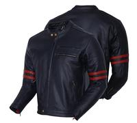 Bikers Gear The Rocker Motorcycle Black Leather Cafe Racer Jacket CE1621-1 PU Armour, OxBlood UK 50 EU 60 5XL