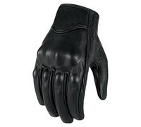 Bikers Gear The Warriors Short Black Leather Summer Cruiser Motorcycle Gloves CE Protection, Black, Small