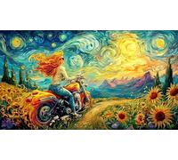 Bikers-riding-at-sunset-on-open-highway 1000 Piece Puzzle Game Recycled Paper Educational Game Challenge Fun and Challenging Family Game Great Gift Idea for Women, Gifts for Men 38x52/1000pcs