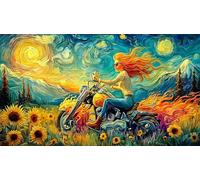 Bikers riding at sunset on open highway Jigsaw Puzzle for Kids 1000 Pieces - Fun and Challenging Game for Adults Family 38x52/1000pcs