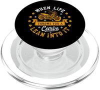 Bikers When Life Throws You A Curve Lean Into It Motorcycle PopSockets PopGrip for MagSafe