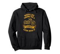 Bikers When Life Throws You Curve Lean Into It Motorcycle Pullover Hoodie