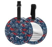 Bikes Bicycle Cycling Print 1/2/4pcs Luggage Tags,Round Leather Travel Suitcase Labels with Privacy Name Address Card