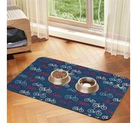 Bikes Bicycle Cycling print Cats Pet Bowl Placemat Pet Feeding Mats for Dogs, Non-Slip PU Leather Tablecloth for Pets