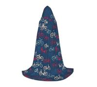 Bikes Bicycle Cycling Print Hooded Wizard Robe Halloween Cloak Medieval Renaissance Cosplay Christmas Party Outfits