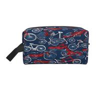 (Bikes Bicycle Cycling) Print Large Travel Toiletry Bag - 600d Oxford Fabric, Foam Padding, Gym & Weekend Trip Organizer