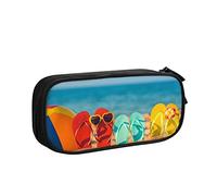 Bikes Bicycle Cycling Print Pencase, Large Capacity Students Stationery Pouch Pencil Holder Desk Organizer with Portable Pencil Pouch for School Office Supplies-Colorful Flip Flops Beach Ball-One Size