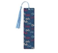 Bikes Bicycle Cycling Print Reading Page Markers Bookmarks, 5pcs Wood Bookmarks with Tassels, Gifts for Book Lovers