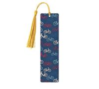 Bikes Bicycle Cycling Print Reading Page Markers Bookmarks, 5pcs Wood Bookmarks with Tassels, Gifts for Book Lovers