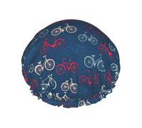 Bikes Bicycle Cycling Print Shower Essentials Bonnet For Women, Large Washable Elastic Band Bath Hair Wrap Shower Cap