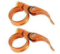 Bikes Seat Post Clamp, 2Pcs 35mm Quick Release Saddle Clamp Seat Tube Clip Cycling Saddle Seatpost Clamps for Mountain Road Bikes (Gold)
